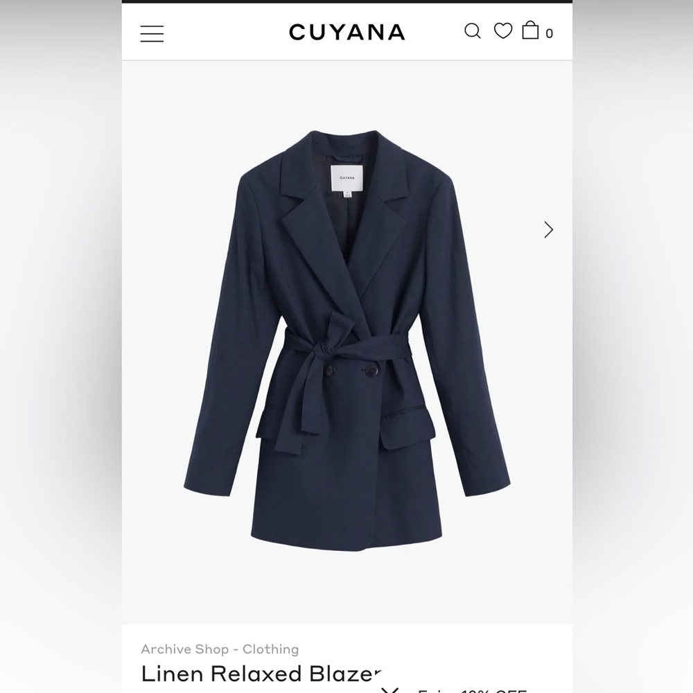 NWOT Cuyana Linen Relaxed Blazer (Dark navy blue; size XS)